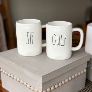 2 Rae Dunn SIP & GULP coffee mugs